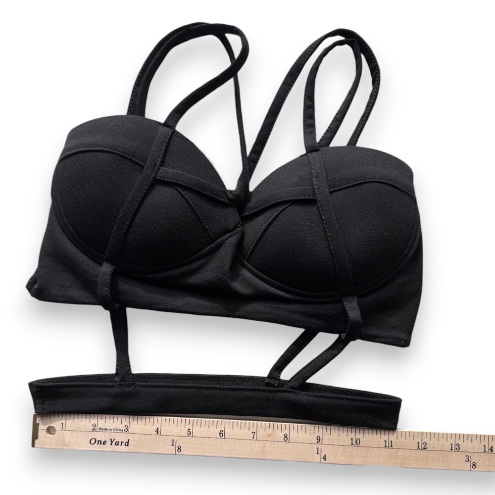 SHENMIN Black Strappy Bustier Bralette Crop Top - Picture 6 of 7